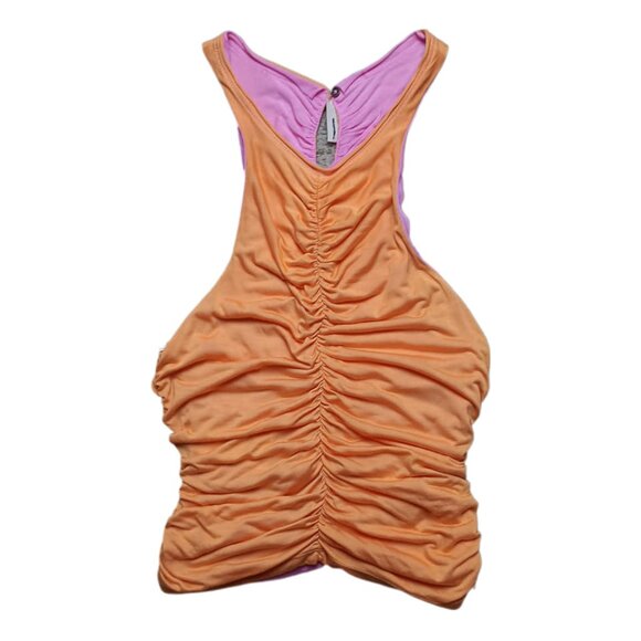 NWT PILCRO ANTHROPOLOGIE Ruched Reversible Tank In Pink/Orange, Medium, $68 - Picture 3 of 12